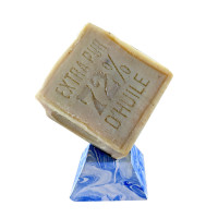 Porte savon "Cube" teinté bleu 